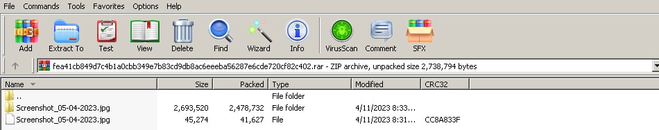 Cómo se ve un archivo ZIP malicioso