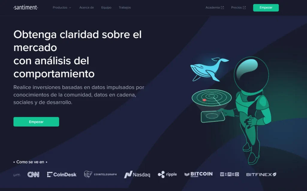 Análisis de comportamiento del mercado de criptomonedas con Santiment