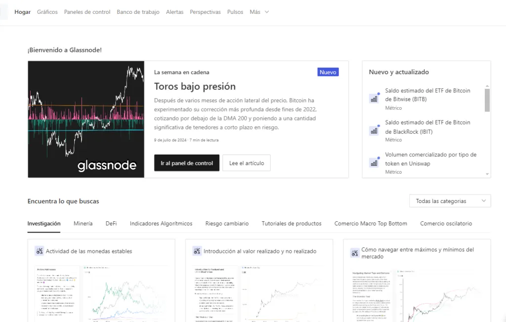 Datos de mercado con Glassnode