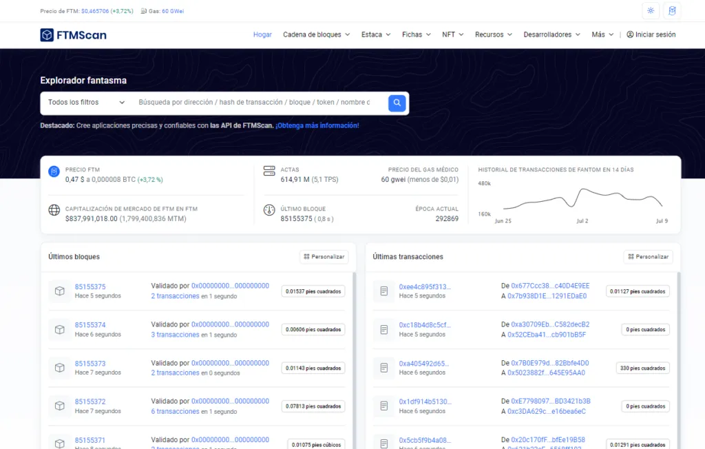Explora la Blockchain Fantom con FTMScan